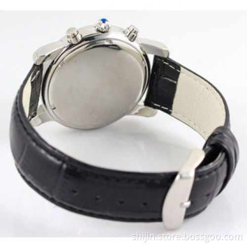 Hot-selling Stainless Steel Watch with Genuine Leather Band, for Men, Chronograph